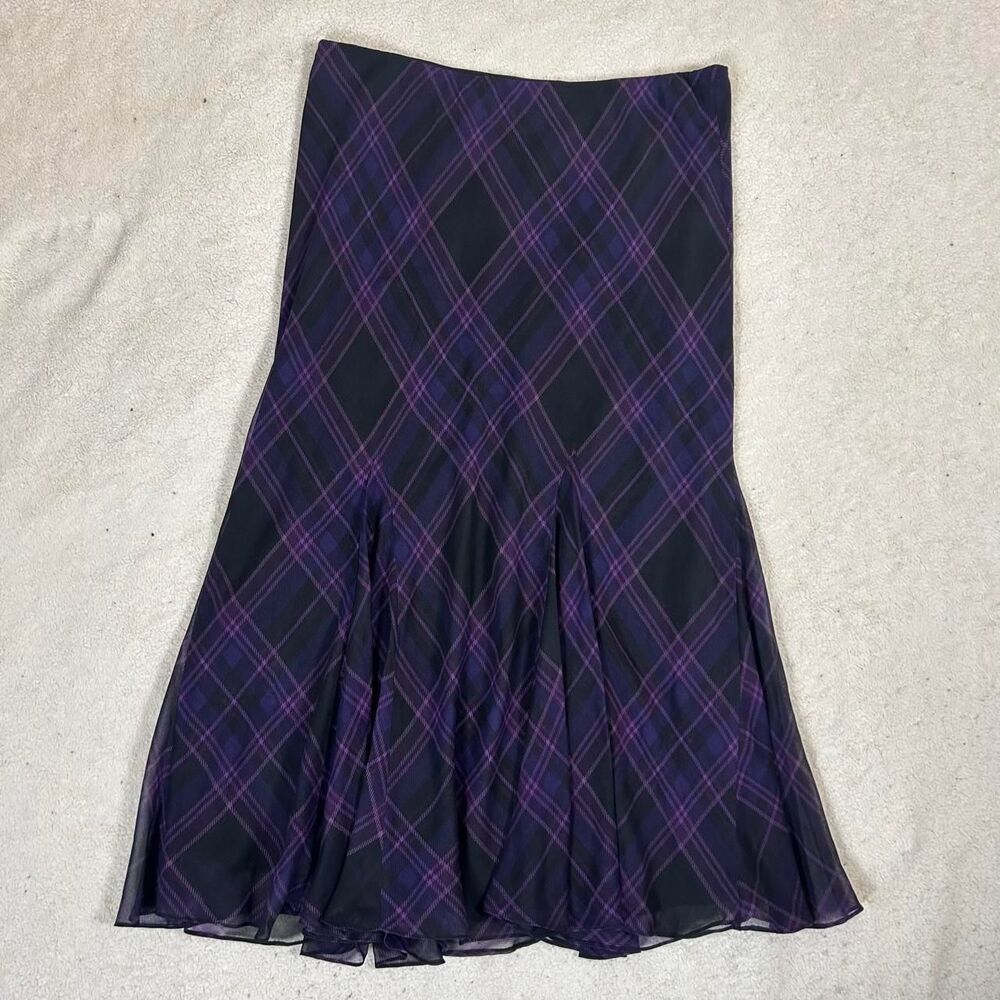 Ralph Lauren Purple Plaid Whimsigoth Maxi Skirt